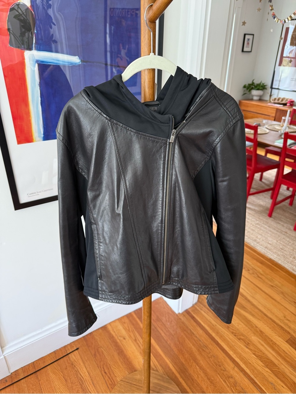 Genuine Leather Women's Hooded Zip Jacket